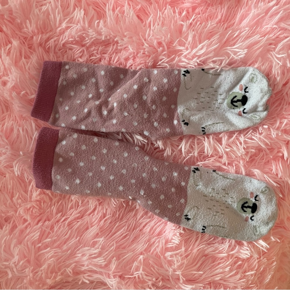 Women’s pink kawaii winter polar bear socks